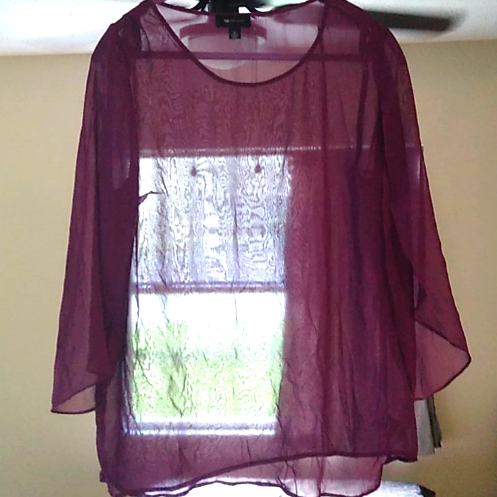 Purple shear split sleeve top